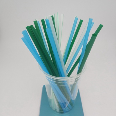 6 200  Green Blue White+strip Flexiable PLA Biodegradable straw 