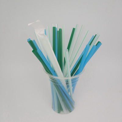 6 200  Green Blue White+strip Flexiable PLA Biodegradable straw 
