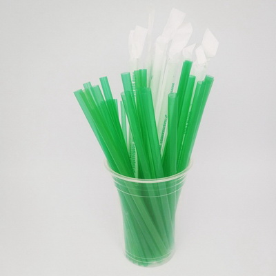 Transparent Green PLA Biodegradable compostable Custom PLA straws Recycled drinking straws FDA Certified ECO Friendly straw wrapped paper